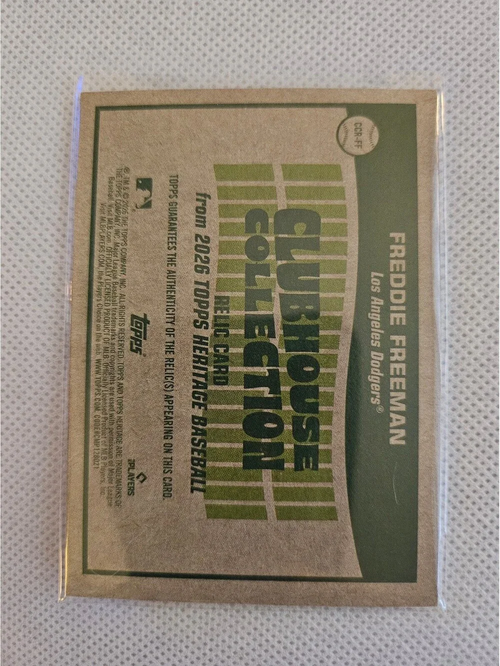 Freddie Freeman Topps 2026 Heritage Clubhouse Collection Relic Dodgers Game-Used